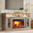 58" White TV Stand for Up to 70" TV, with Fireplace, Glass Door & LED Lights, Entertainment Center-2120054076