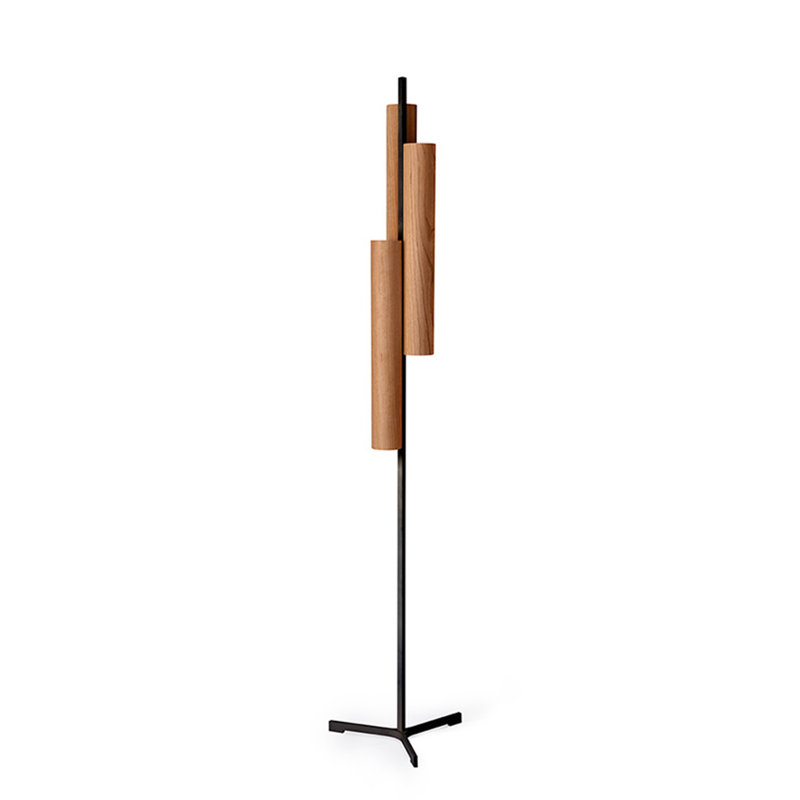 Black Note LED Floor Lamp, Natural Cherry, Matte Black