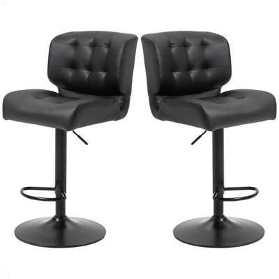 Bar Height Bar Stools Set Of 2 With Adjustable Seat, Thick Padded Cushion And Metal Footrest For Home Bar
