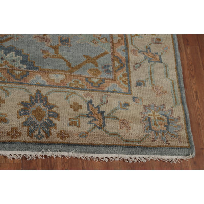 All-Over Floral Gray Oushak Indian Area Rug 8x10