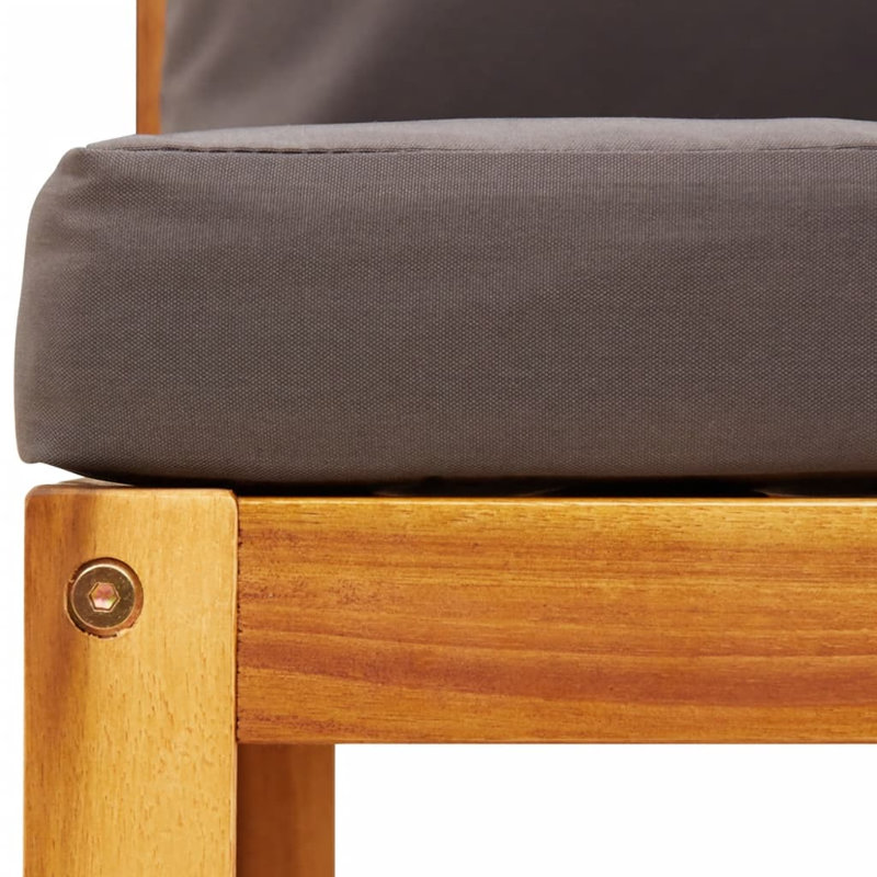  Ensemble de canapé de jardin en bois d'acacia massif gris, polyester, PE, rotin moyen