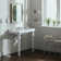 Whitehaus Collection 40" Rectangular Console Sink With Integrated Oval Bowl, Backsplash, Ceramic Leg Support And Overflow