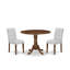 L'ensemble de salle à manger 3 pièces Mid Century Modern comprend une table en bois et 2 chaises en tissu de polyester gris clair Mid-Century, noyer antique-2117897161-2081953690-2083480418