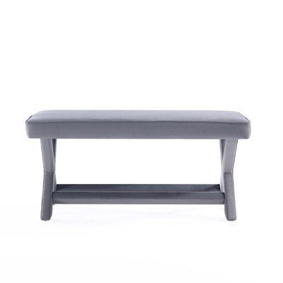 Abigail 42" Velvet Upholstered Bench Ottoman by Manhattan Comfort