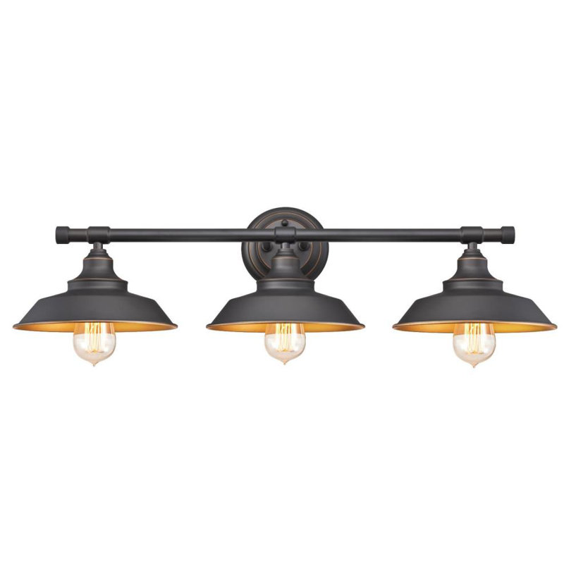 Iron Hill 30" Bronze 3-Light Industrial Bathroom Vanity Light
