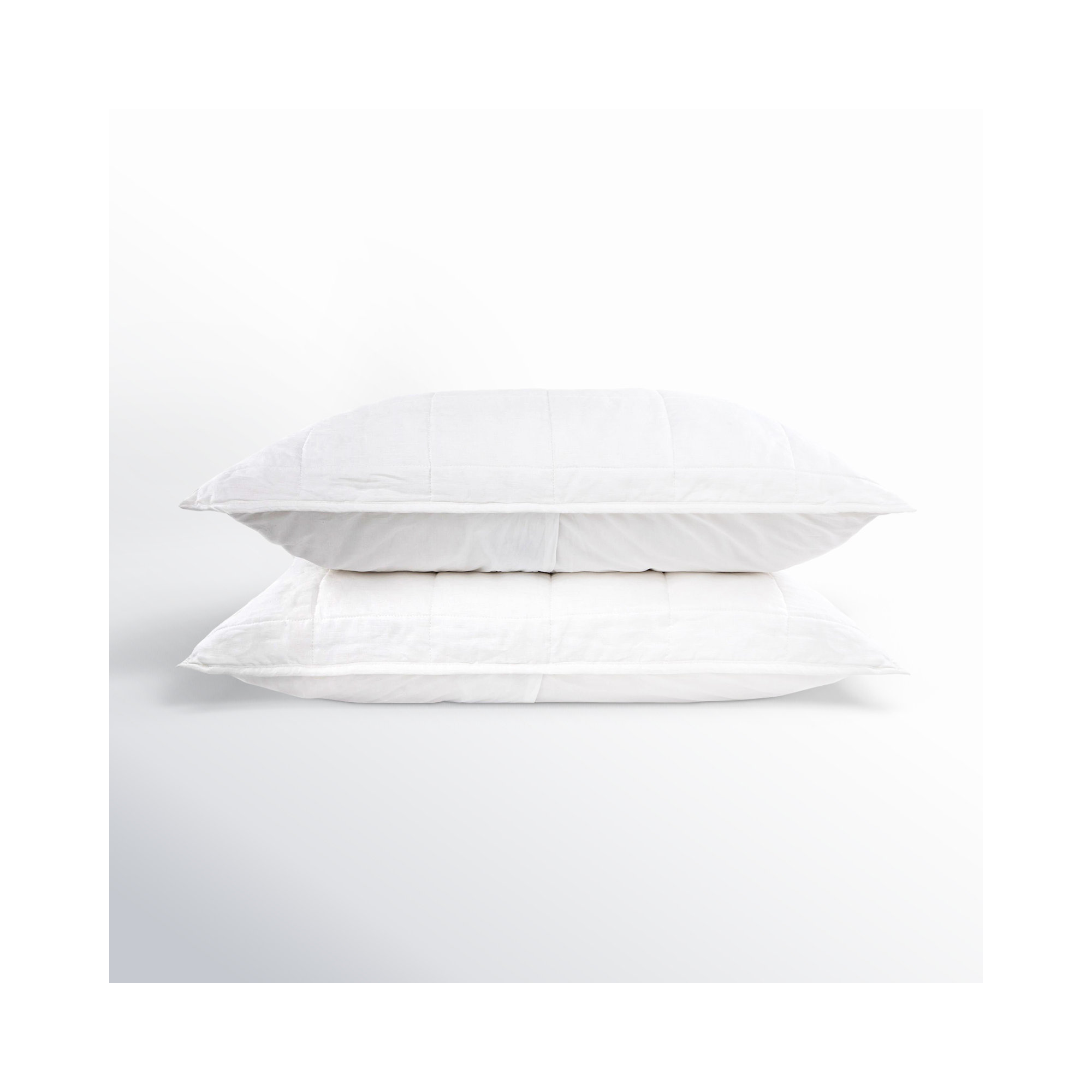 French Linen Box Stitch Quilted Sham Set, King, White