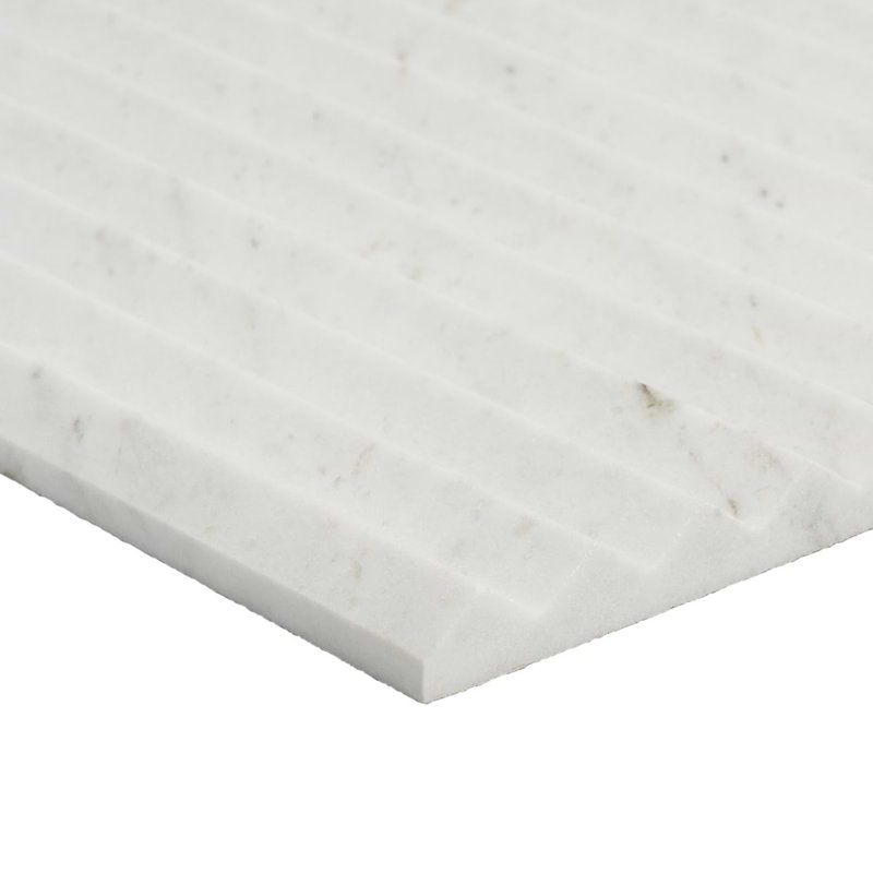 Stonework Alaska White 12x24 Marble Tile, Peak 3D Satin