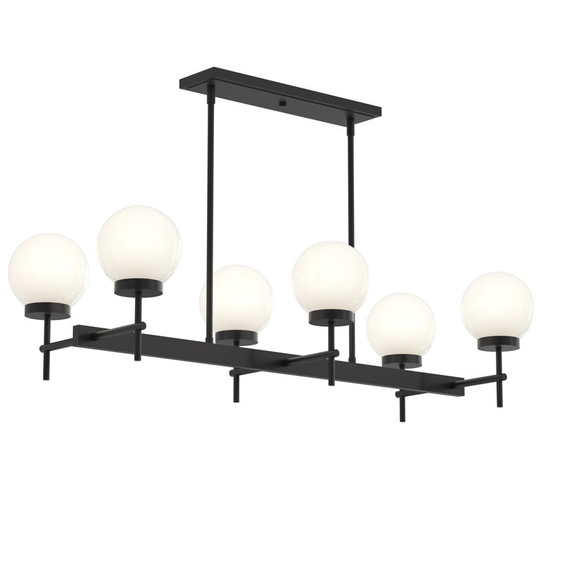 Rigsby Six-Light Matte Black Linear Chandelier, Matte Black