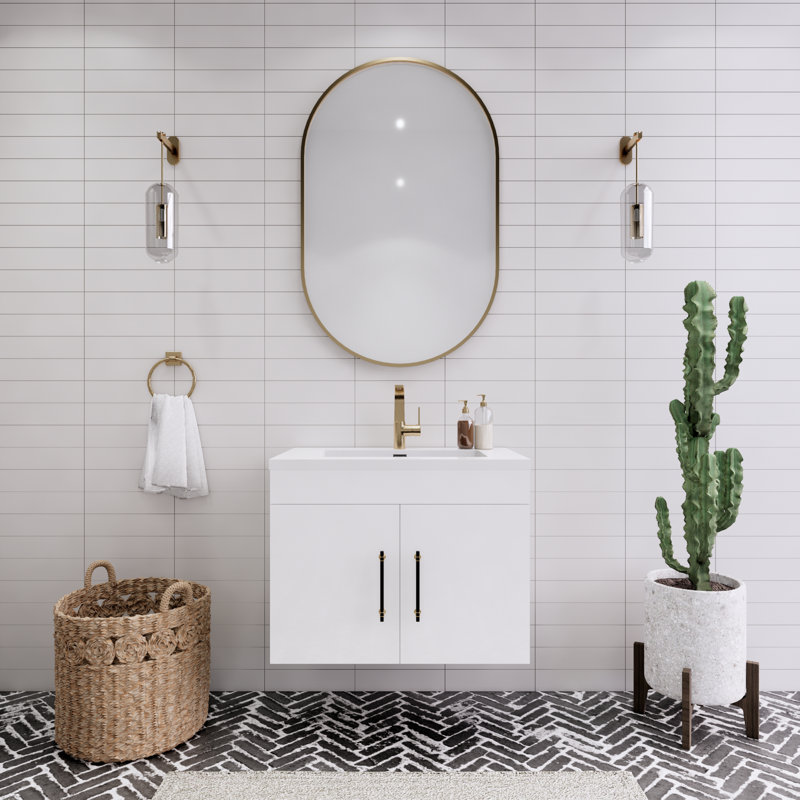 Ensemble de meuble-lavabo simple 30 po Topi, Blanc brillant