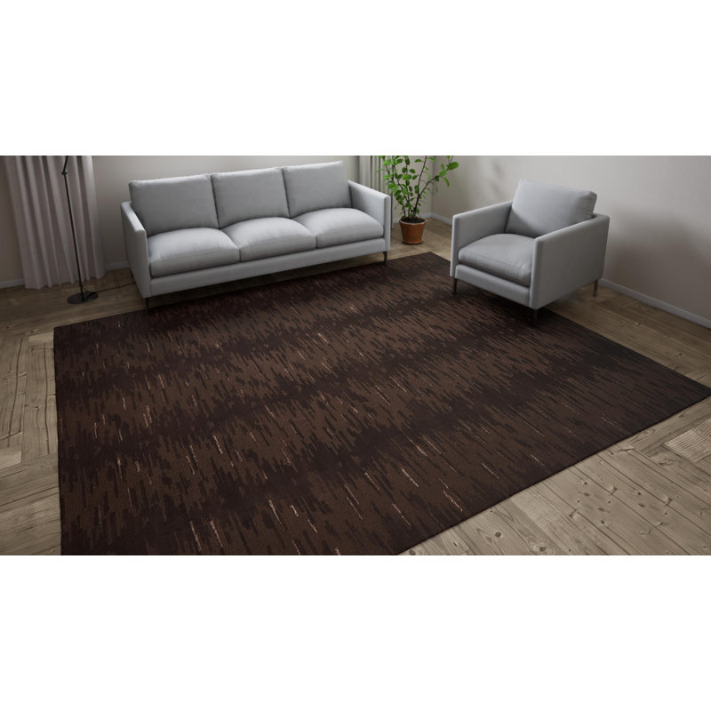Brown Modern Wool Silk Blend Rug - 9'2" x 11'