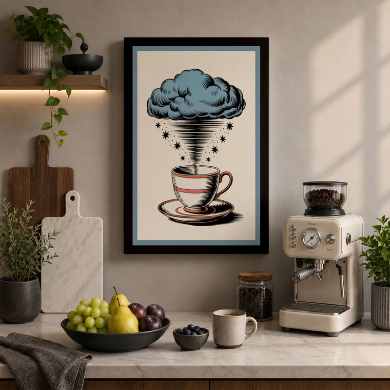 Teacup Tornado Surrealism - Wrapped Canvas, 18x12 - 45.7 x 30.5 cm, Cream Border