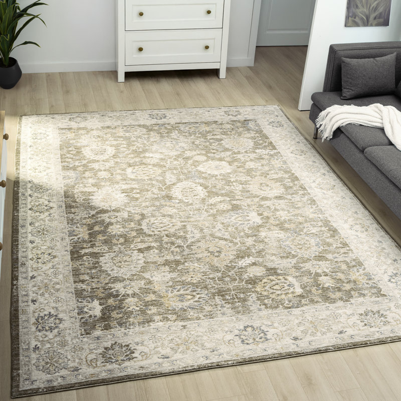 Tapis d'intérieur tissé à motif floral filigrané Beatrice, 9 pi x 12 pi