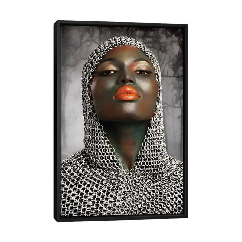 «The Warrior», impression sur toile, H 26 po x l 18 po x P 1,5 po, Toile encadrée noire, Pas de tapis