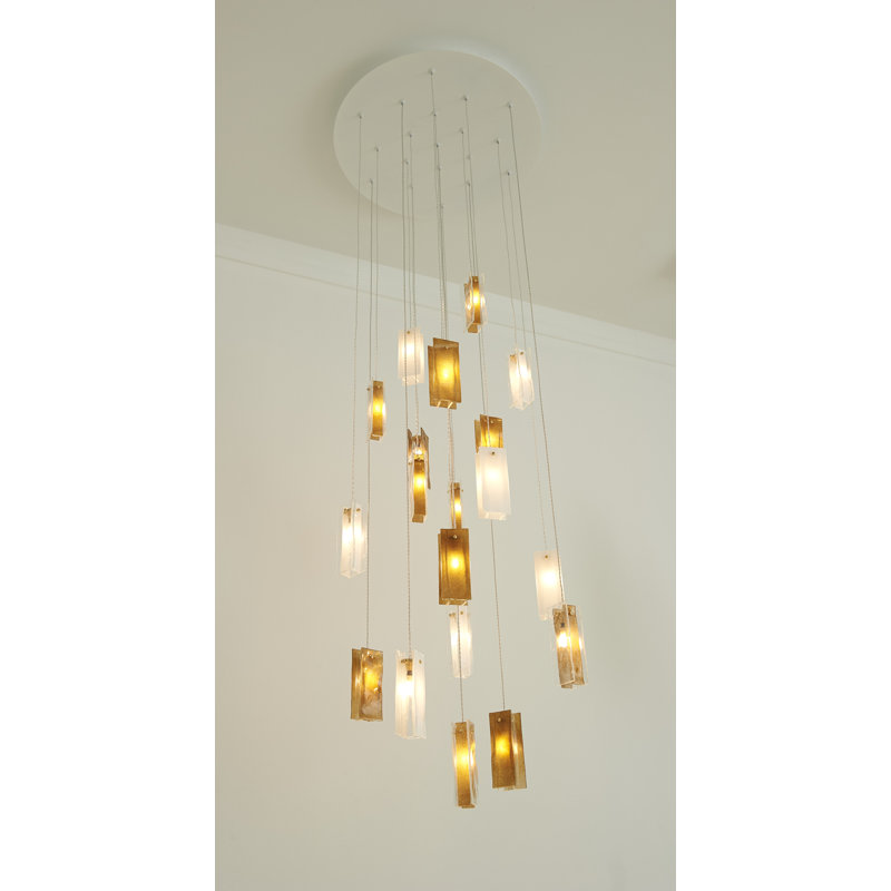 25 - Light Cluster Globe Pendant, White/Clear/Amber, 19