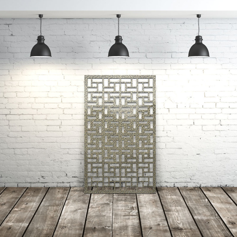 Geometric Brick Aluminum Laser-Cut Privacy Screen Panel  – Powder-Coated Outdoor Metal Wall Art, Decorative Garden Fence Privacy Divider