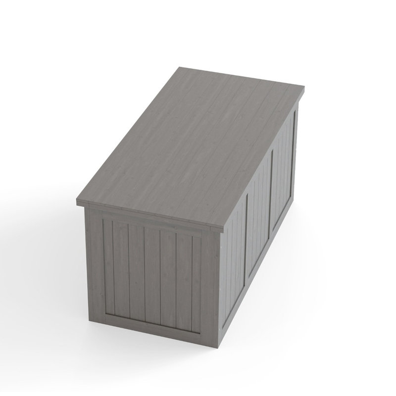 Boîte de rangement extérieure en bois massif - Boîte de rangement multifonctionnelle avec siège et plateau de table pour coussins de patio, jouets de piscine et outils de jardin