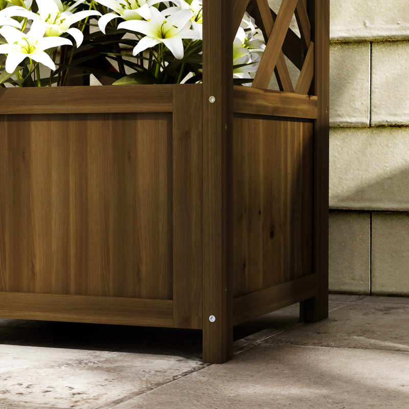Lit de jardin surélevé en bois avec treillis Outsunny