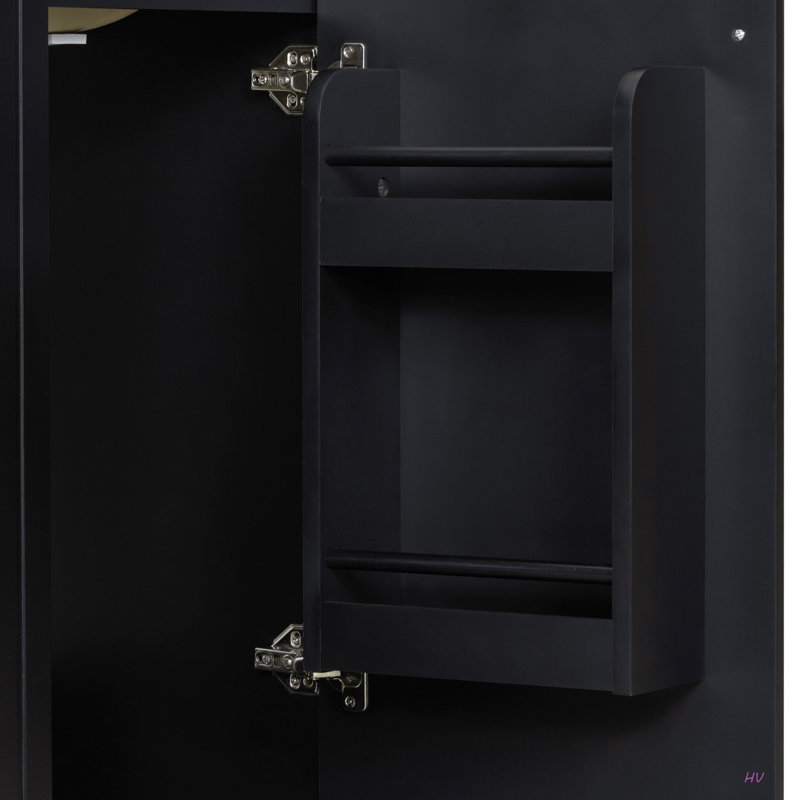 Meuble-lavabo 24 po avec lavabo, armoire de salle de bain avec tablette de porte, rangement latéral ouvert, structure en bois massif, porte à fermeture douce
