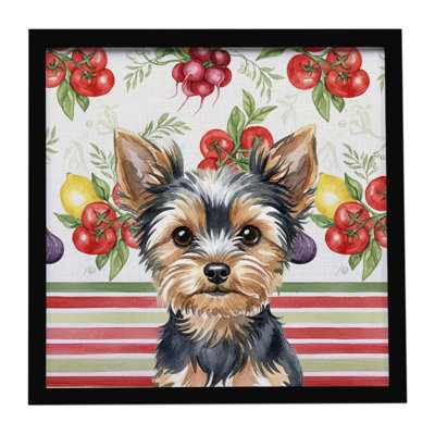 Black and Tan Yorkshire Terrier Vegetables Framed Metal Print