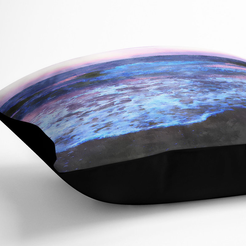 Pretty Beach Sunset Cushion with Filling, 55cm H x 55cm W x 20cm D, Black