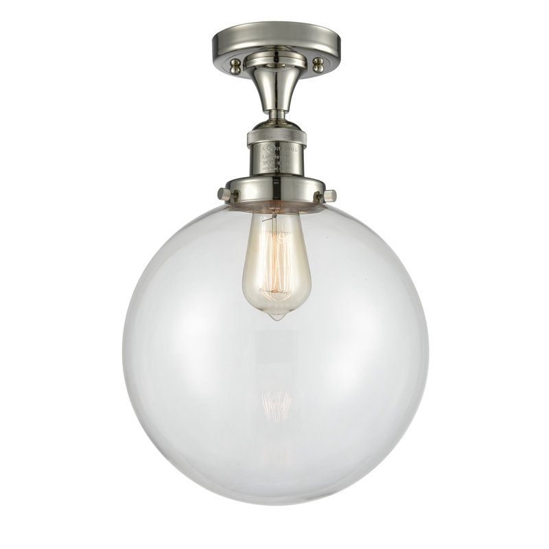 Plafonnier semi-encastré 10 po Zarmayr, Transparent, Ampoule DEL 6 watts Vinage, Nickel poli