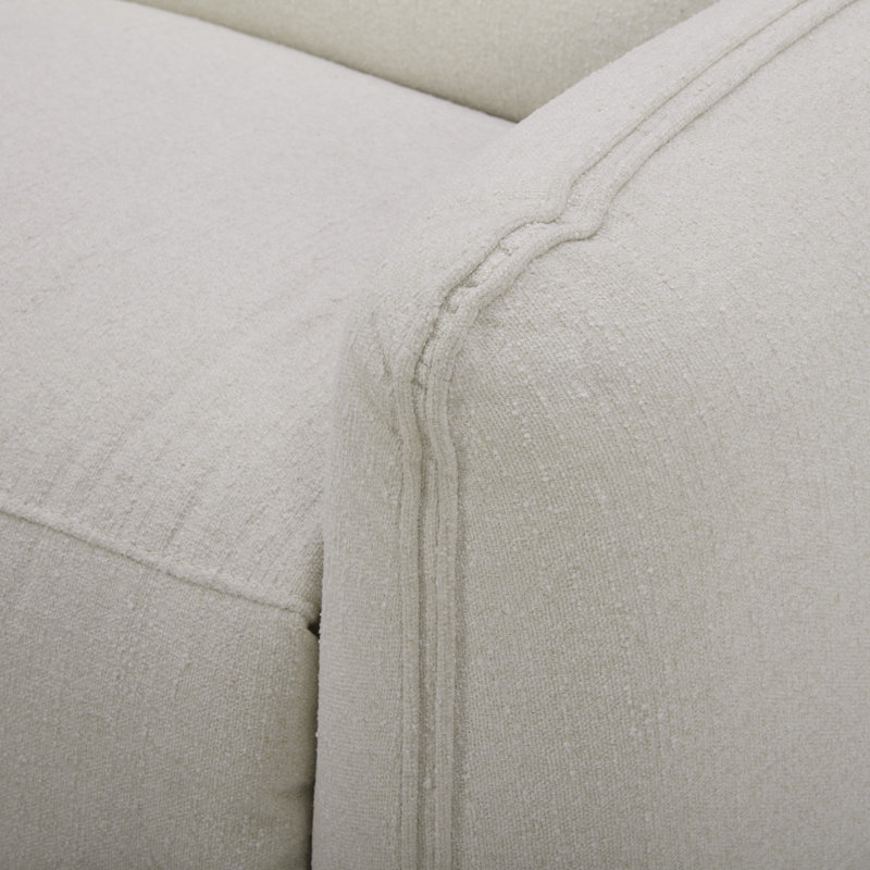 Pompeo 86'' Upholstered Reclining Sofa, Warm White Basketweave