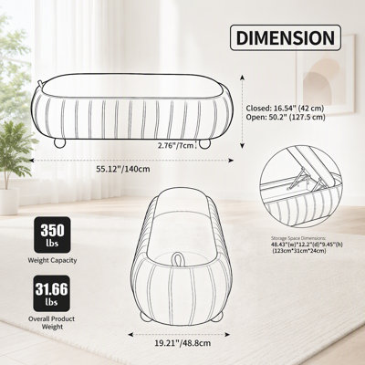 Polyester Upholstered Bench