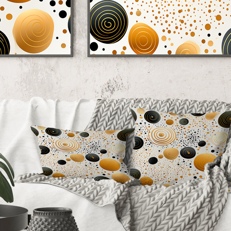 Coussin décoratif en polyester à pois dorés I - Pois, H 18 po x l 18 po