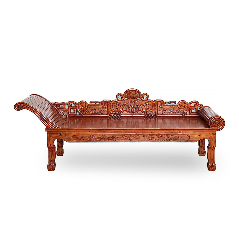 Chaise longue de style classique Ming-Qing en bois d'orme sculptée pour chambre et salon, Orienté vers la gauche