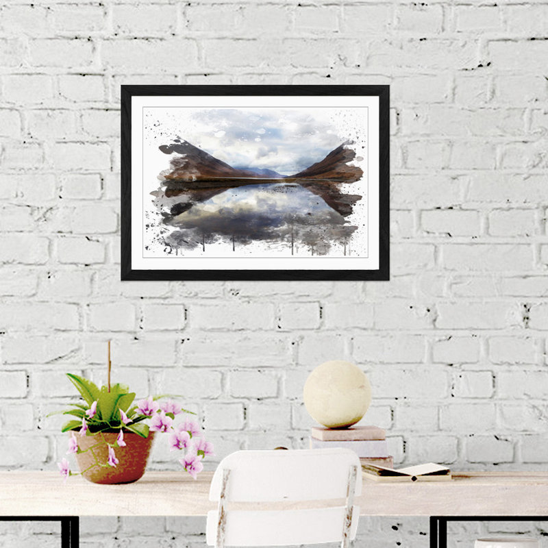 Scotland Lake and Mountains - Wall Art, 45cm H x 62cm W, Framed Picture