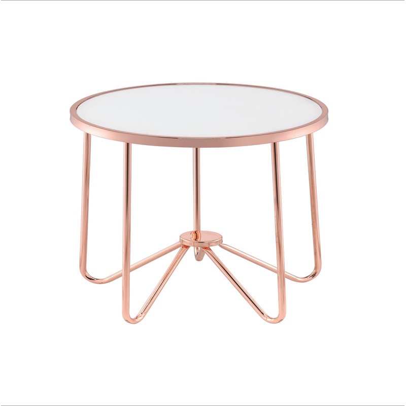 Table de bout en verre givré et finition or rose Alivia