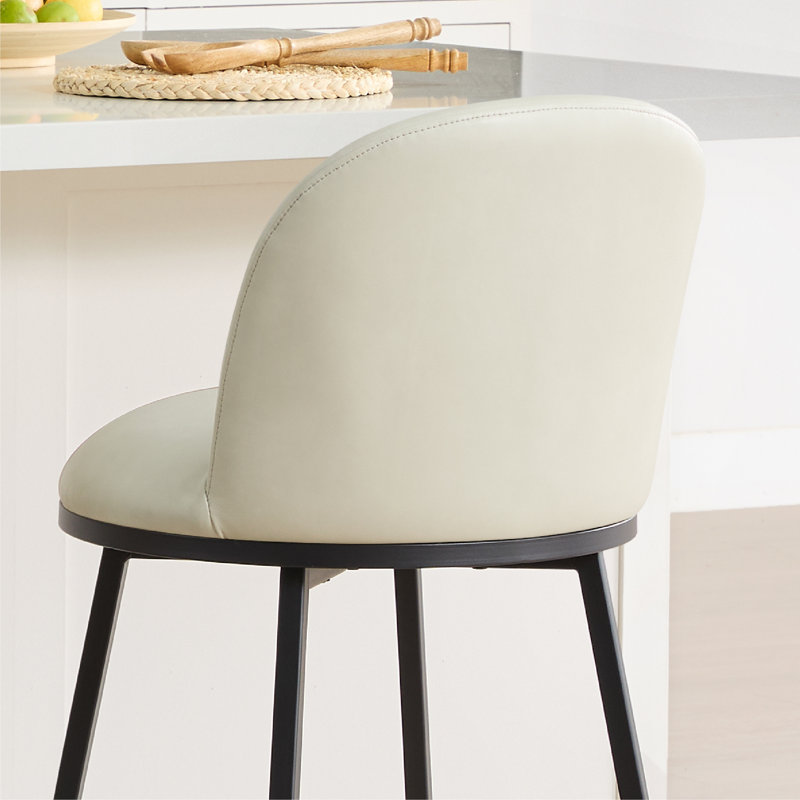 Tabouret de comptoir pivotant rembourré 26 po Aura, Crème, 2