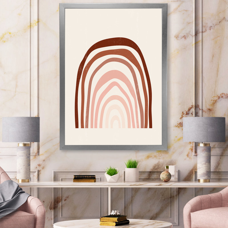 «Terracotta Minimalist Boho Rainbow I», impression sur toile, H 40 po x l 30 po x 1,5 po, Toile avec cadre argenté