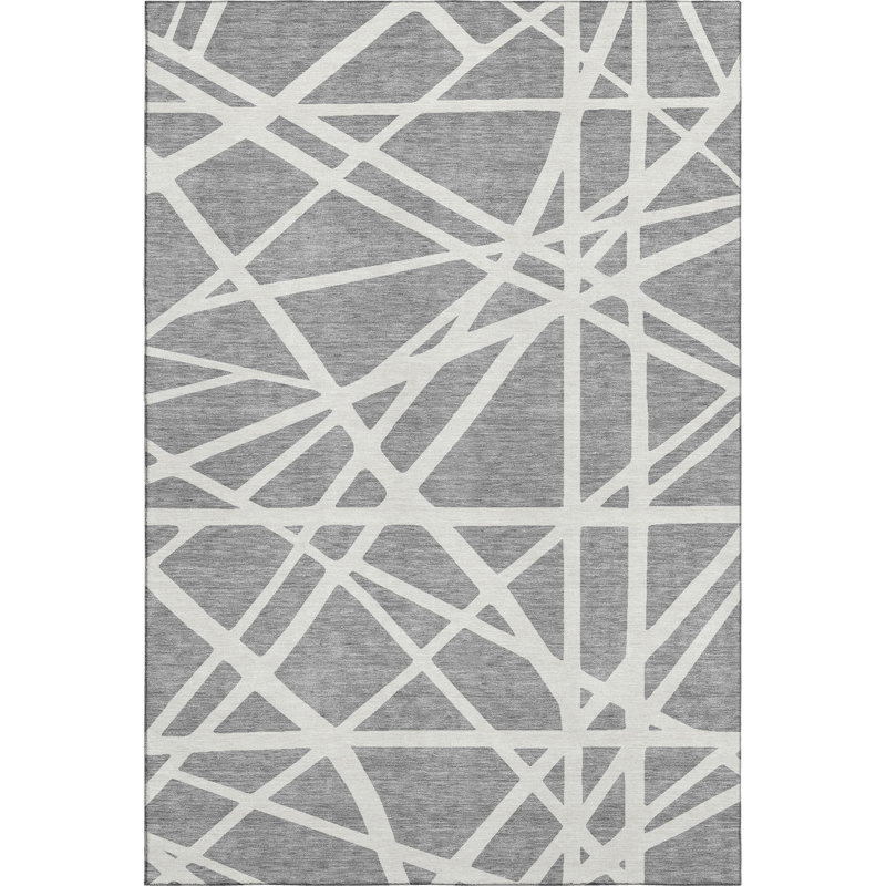 Tapis géométrique de qualité supérieure lavable à la machine Cossette AMF1040, Rectangle 2 pi 6 po x 3 pi 10 po