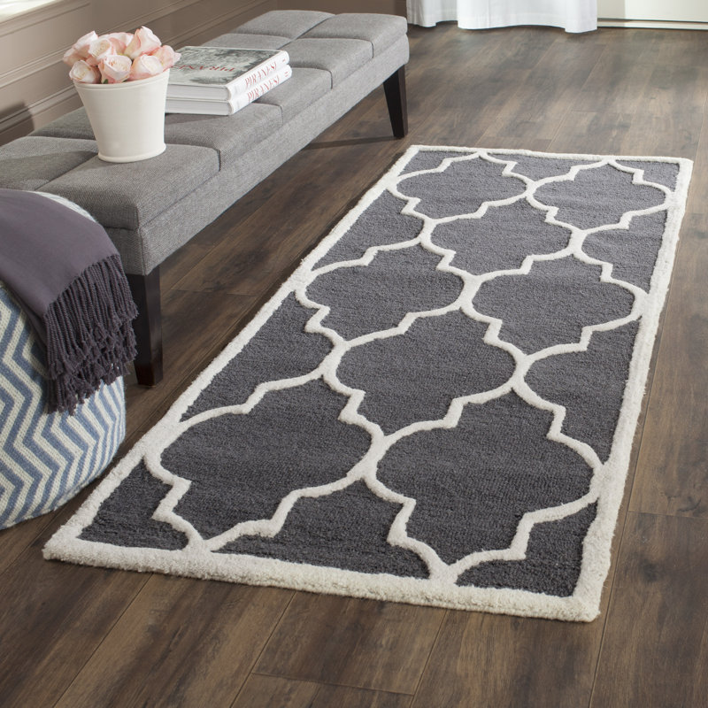 Tapis géométrique en laine touffeté à la main Cannen, Tapis de couloir 2 pi 6 po x 6 pi