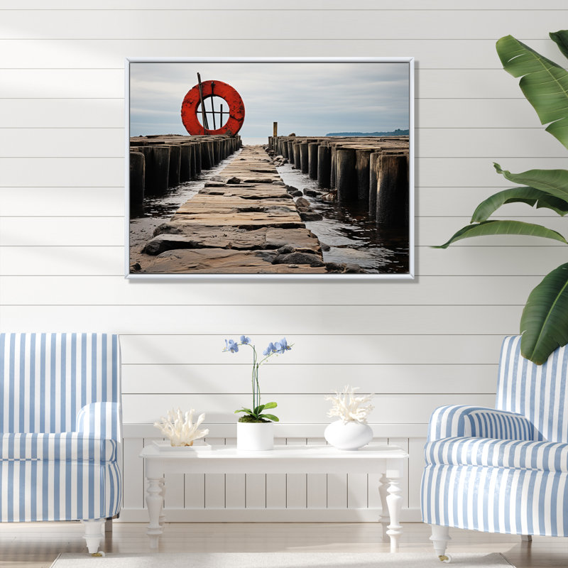 Quai monochrome I - impression, H 12 po x l 20 po x P 1 po, Cadre flottant blanc