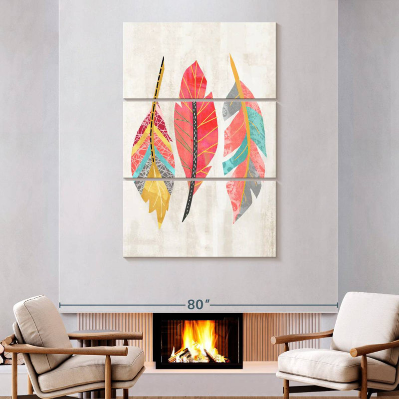 Trio de plumes Kerner, H 74 po x l 48 po