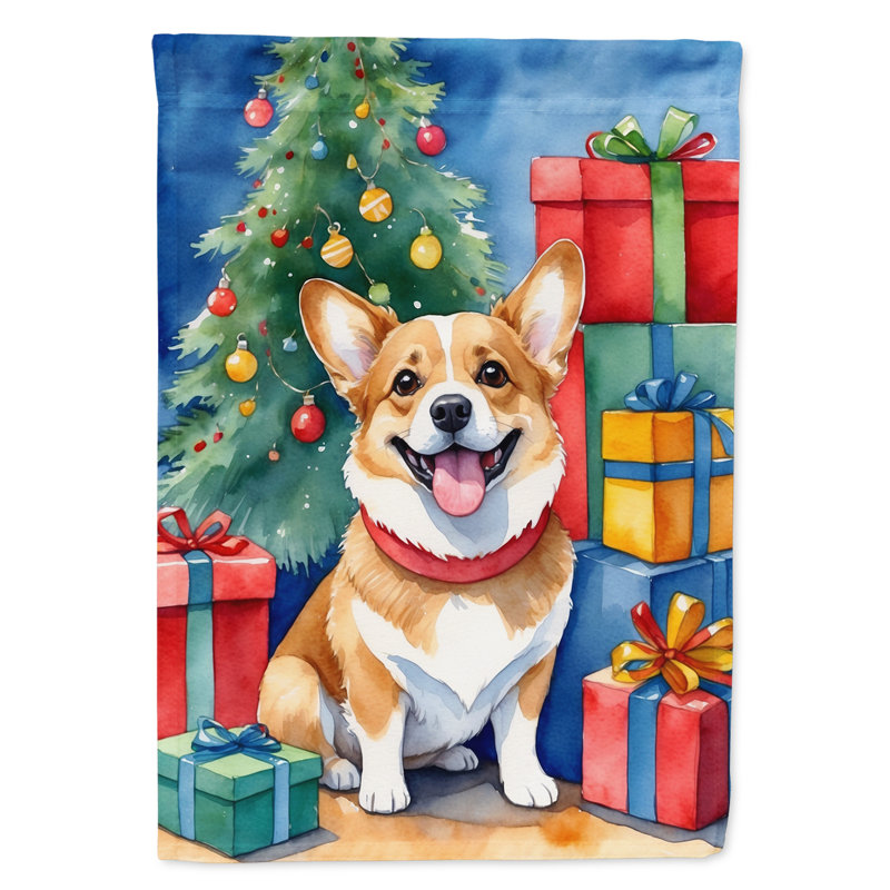 Drapeau de Noël maison de renne, Corgi