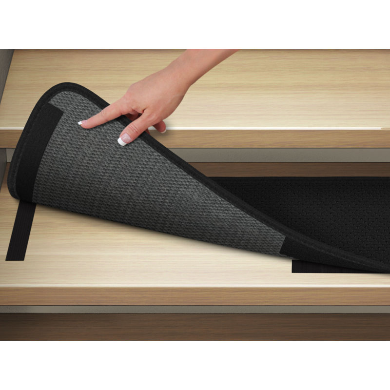 Tapis d'escalier noir, Rectangle 8 po x 1 pi 11,5 po