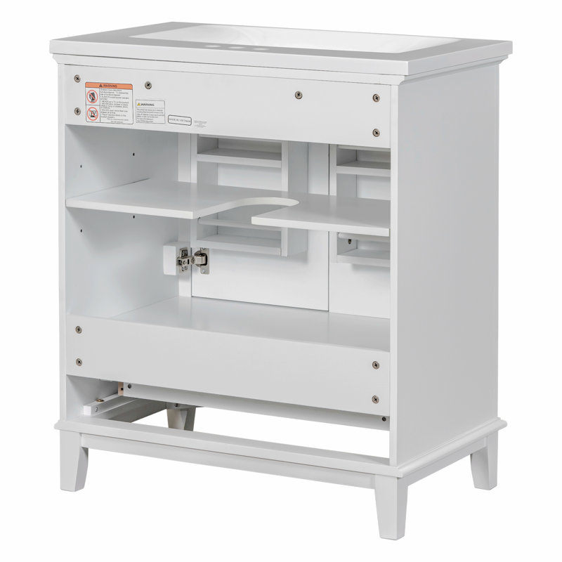 30" Bathroom Vanity With Sink Combo,Bathroom Cabinet with Doors and Drawer, White