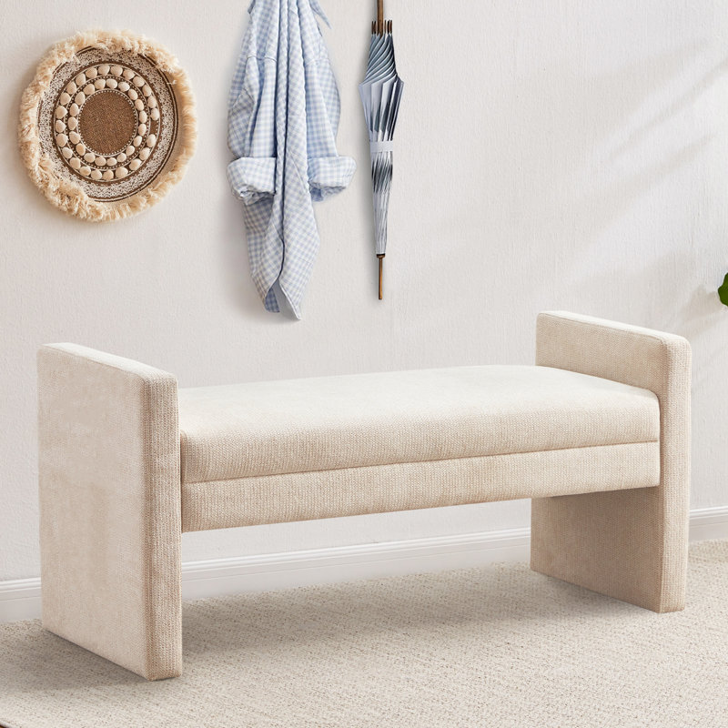 Banc rembourré en polyester 51,2 po, Brun