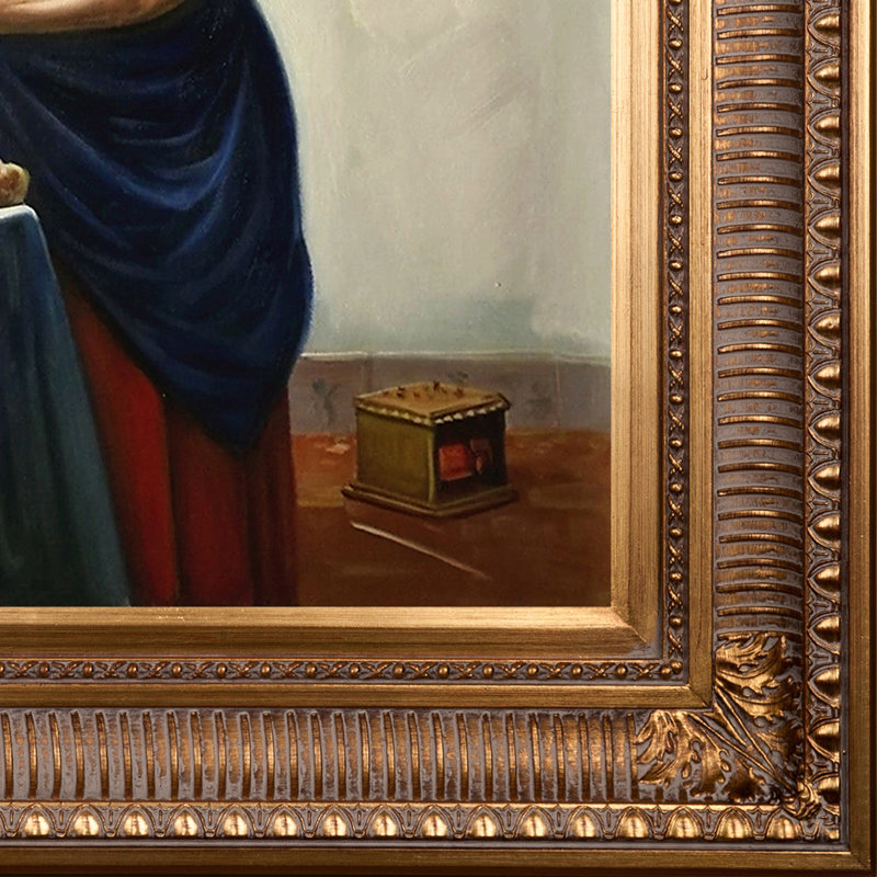 "the milkmaid" par johannes vermeer, peinture encadrée, H 32,5 po x l 32,5 po x P 2 po, Or royal