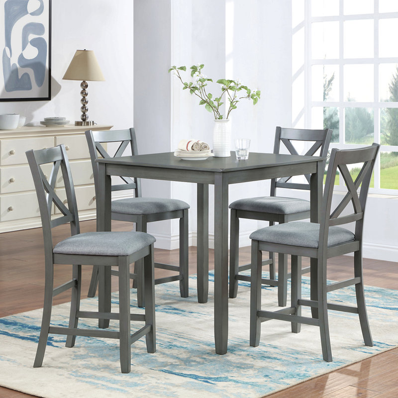 Ensemble de chaises à hauteur de comptoir pour 4 personnes, chaise de cuisine avec siège rembourré, tabouret de bar à hauteur de comptoir pour salle à manger