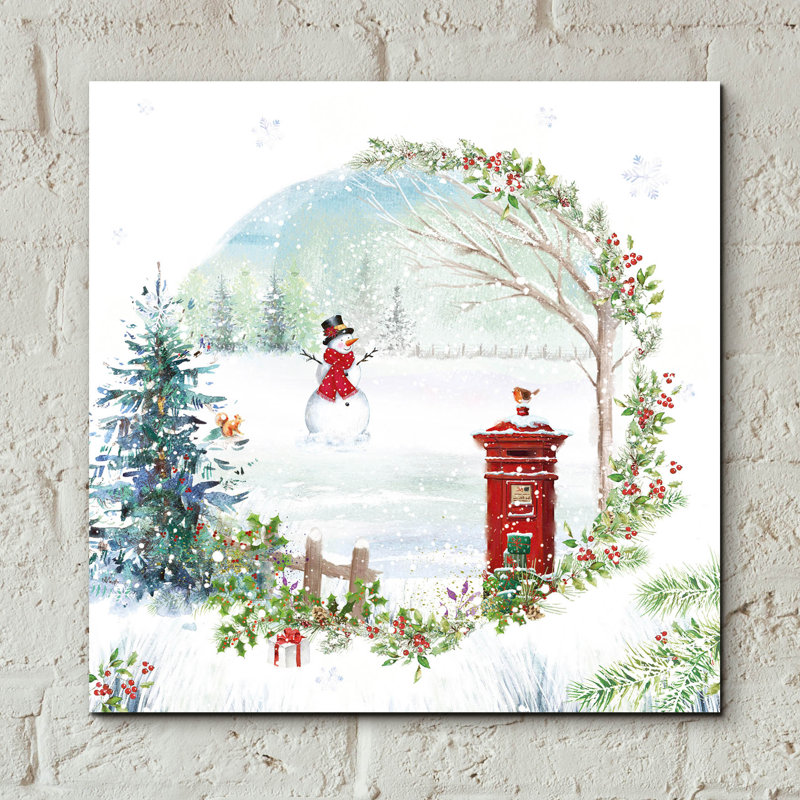  «Snowy postal scène» par Elle Media Group SA, art mural en verre acrylique, 12 po x 12 po