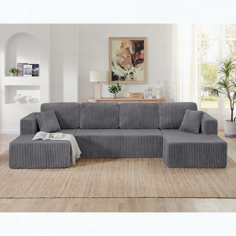 Canapé modulaire en U sans assemblage requis, Gris