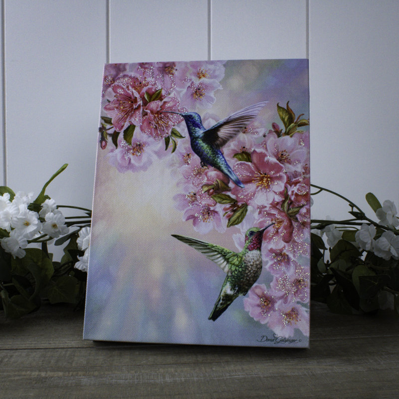Schlenker - Colibri au printemps, toile de table éclairée 8 x 6