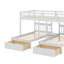 Lit superposé double au-dessus de simple et double en bois, avec rangement intégré et rails de protection-1594378460