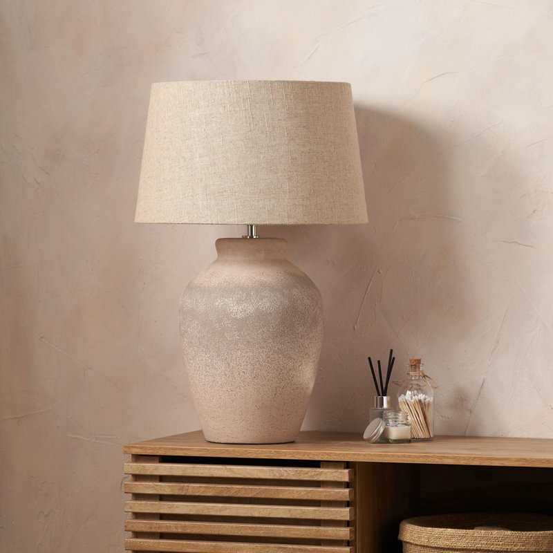 Rhone Ceramic Table Lamp, Grey, 61cm H 40cm W 40cm D