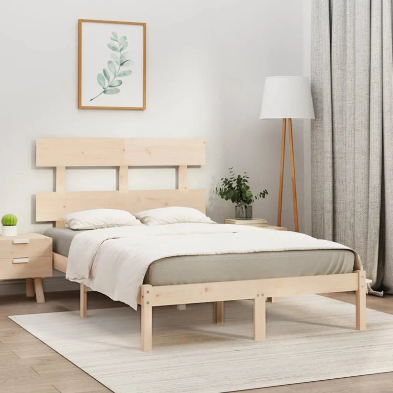 Bed Frame Solid Wood, natural, 120 x 190 cm