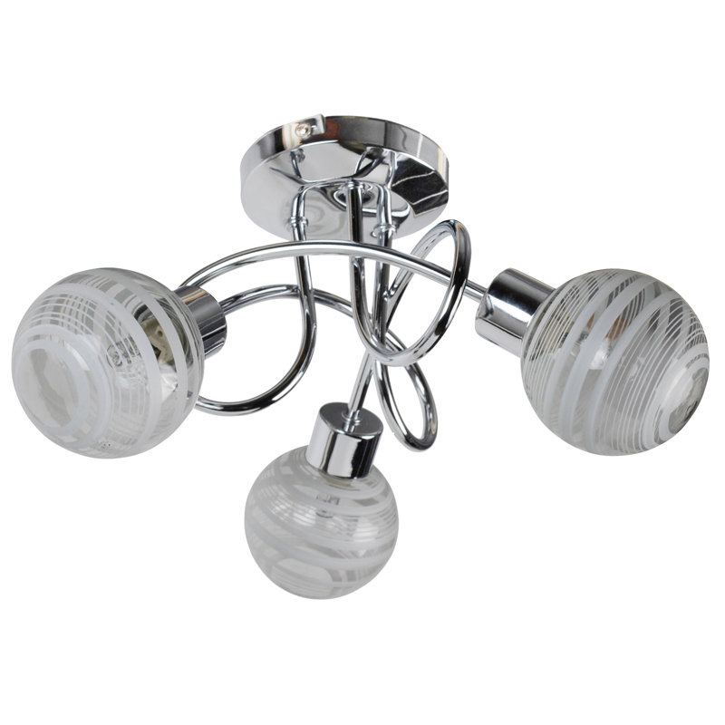 Wiggs Glass Semi Flush Mount, Chrome/Striped